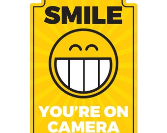 Smile You On Camera Novelty Sign | Indoor/Outdoor | Funny Home Decor for Garages, Living Rooms, Bedroom, Offices | SignMission Decoration