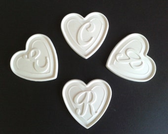 Heart with letter of ceramic powder