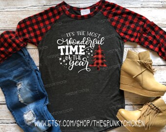 buffalo plaid raglan tee