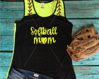 Ladies Softball Mom Love Heart Tank Top **Cute Back** Choose Design