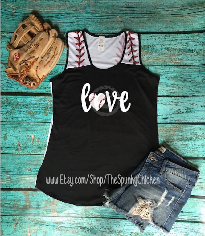 Ladies Baseball Mom Love XOXO There's No Crying Tank in Baseball …