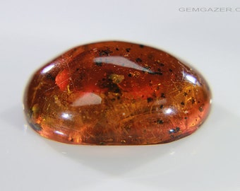 Amber cabochon with blooming flower inclusion, Dominican Republic. 5.10 carats.
