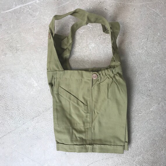 children's french overall shorts, soft khaki green - image 9