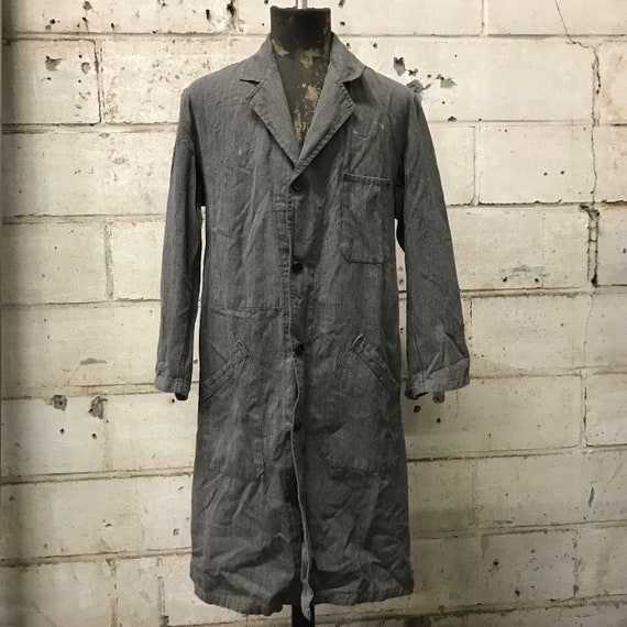 vintage 60s chambray atelier coat french workwear