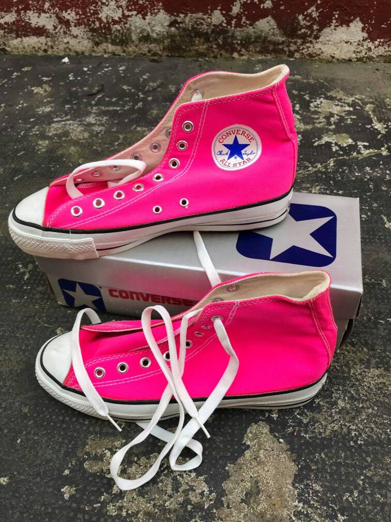 80s Neon Pink Converse Deadstock Converse Usa Vintage Nylon Rare Size 9 ...