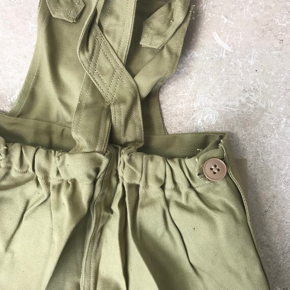 children's french overall shorts, soft khaki green - image 8