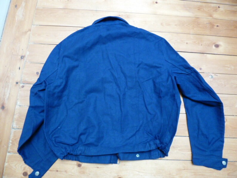 french workwear jacket denim jacket bomber jacket vintage chore jacket indigo 50s 60s denim deadstock workwear french Bleu de Travail