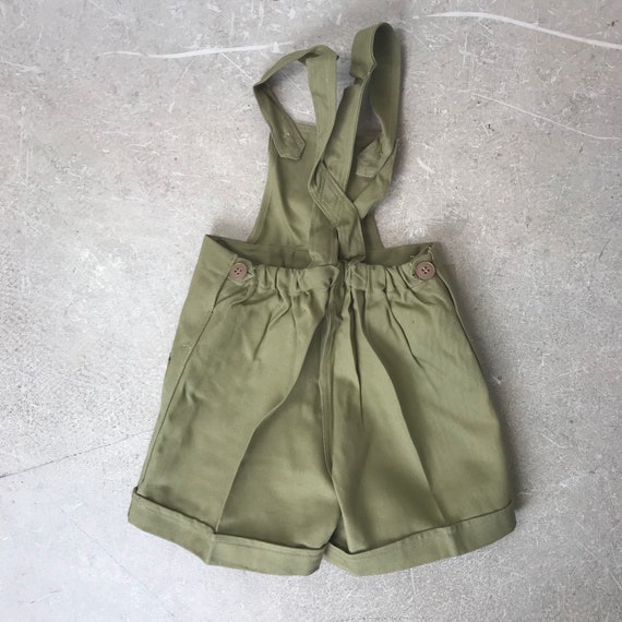 children's french overall shorts, soft khaki green - image 7