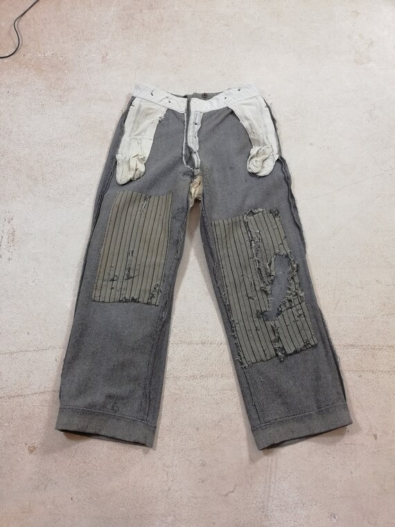 Vintage 1930's French wool farmers' Pants Patched