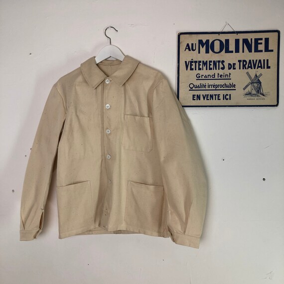 1940s natural cotton jacket dead stock French work