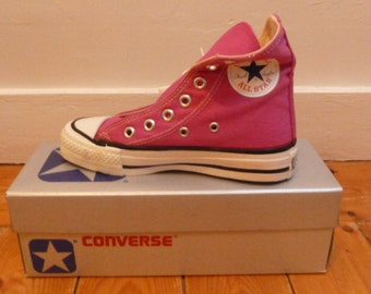 Converse 1980s vintage, RASPBERRY hi-top, size US1.5, NOS, deadstock in box