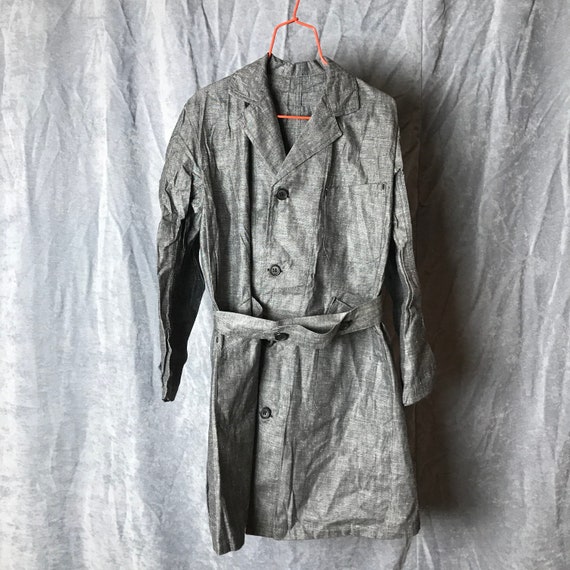 linen chambray coat kids vintage french workwear d