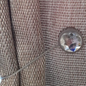 Magnetic Silver/Silver Crystal Curtain Holdback Ø30mm - 530mm Tieback, Pullback, Drapery Holder Magnetic Curtain Tie Back (Pack of 1)