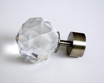 Antique Gold Curtain Pole End Finial 'Crystal'- For Ø19mm Curtain Pole (Pack of 1)