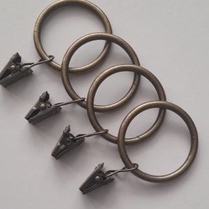 Curtain Rings with Clips or Hooks Antique Gold 40mm(Pack of 10)
