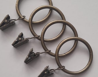 Curtain Rings with Clips or Hooks Antique Gold 40mm(Pack of 10)