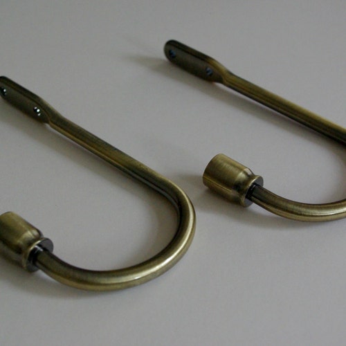 Antique Gold/Brass 'Classic' Metal Curtain Holdbacks – 150mm Tiebacks, Pullbacks, Drapery Holders, Curtain Ties (Pack of 2)