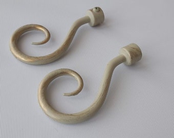 Curtain Pole End Finials 'Spiral' - Vintage White - For Ø16mm / 0.62 inch diameter curtain pole (Pack of 1)