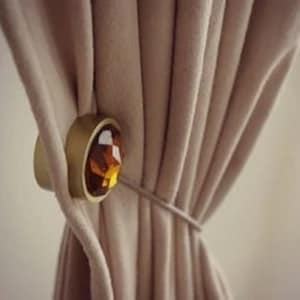 Magnetic Gold/Gold Crystal Curtain Holdback Ø30mm - 530mm Tieback, Pullback, Drapery Holder Magnetic Curtain Tie Back (Pack of 1)