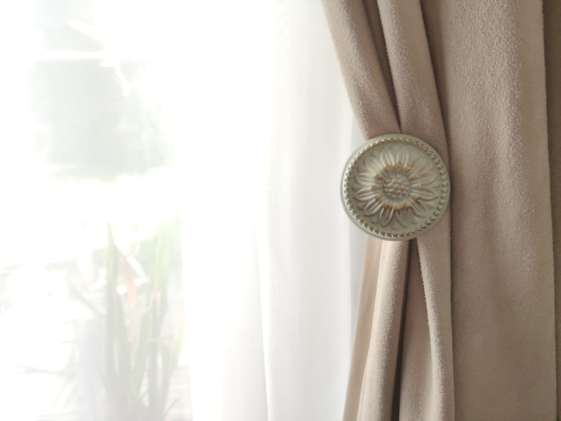 Vintage blanco manzanilla cortina retenciones modernas corbatas regalo de inauguración de la casa minimalista retención vieja decoración de marfil 120 mm Boho decoración de la pared imagen 5