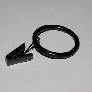 Black Curtain Ring with Clips Housewarming Gift New House Curtain Clips French Style Room Decor Clips European Decor Clips Ø19mm Pack of 10