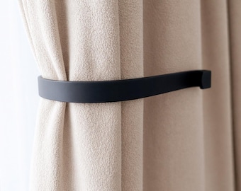Curtain Tie Backs - Iron Curtain Tie Back Hooks, Metal Curtain Holdbacks, Matte Black Drapery Tie Back, Farmhouse Decor (Set of 1 to 8)
