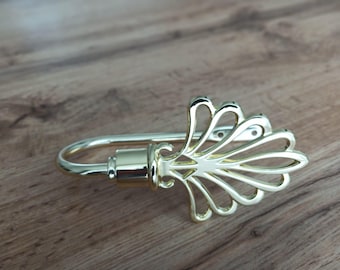 Shiny Gold Metal Curtain Holdback – 150mm Drapery Tieback Art Deco Style Flower Curtain Tie Back Hooks, Metal Curtain Holdbacks, (Set 1 - 4)