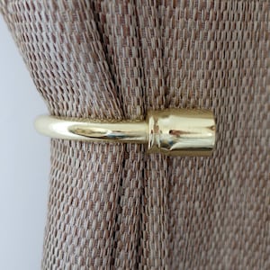 Shiny Gold &#39;Classic&#39; Metal Curtain Holdbacks – 150mm Tiebacks, Pullbacks, Drapery Holders, Curtain Ties (Set of 2)