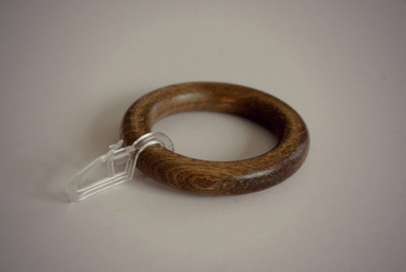 Light Dark Oak Wooden Curtain Rings With Clips O55mm O30mm Etsy