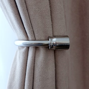 Classic Minimalist Curtain Holdbacks Tiebacks Pullbacks Housewarming Gift New House Decor Metal Shiny Silver Stainless Steel 150mm Pack of 2
