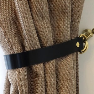 Hand Made Italian Leather Curtain Tie Backs, Housewarming Gift Handmade Leather Ties, Pulls for Curtains, 14 inches long 1" wide Custom Size