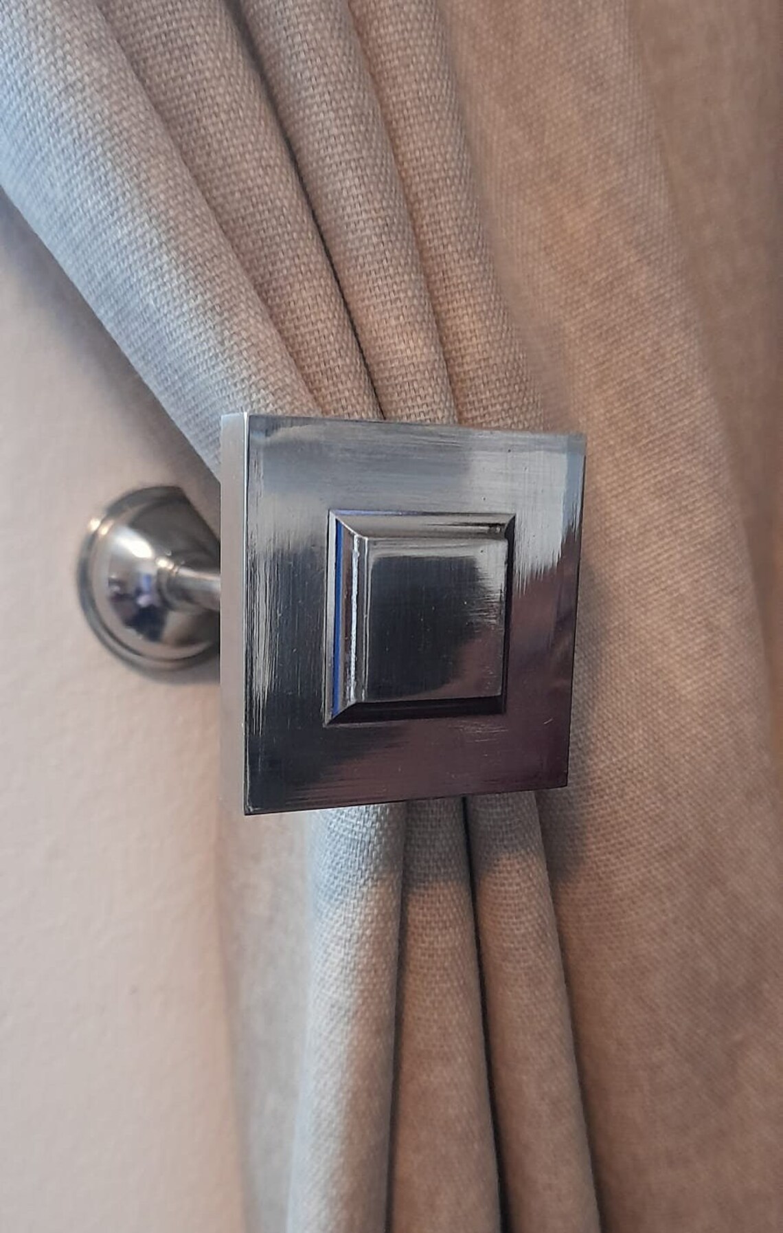 Square Curtain Holdbacks Shiny Silver 105mm Etsy UK