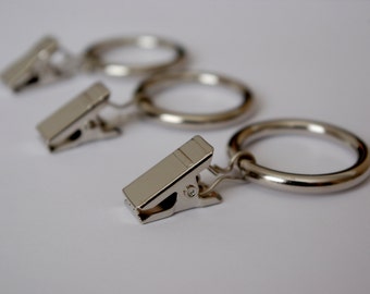 Shiny Silver Curtain Ring Clips Housewarming Gift Spring Decor Clips French Style Decor Clips European Clips Ø30 Ø35 Ø40mm Pack of 10