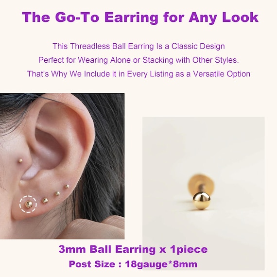 Flat Back 18 Gauge Tragus Cartilage Piercing Jewelry NONTAI 20G