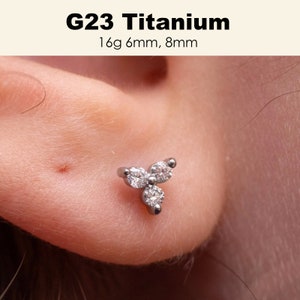 Threadless Flat Back Earring, G23 Titanium Earring, Hypoallergenic Earring, Cartilage Earring 16gauge, Helix Conch Earring, Labret Stud