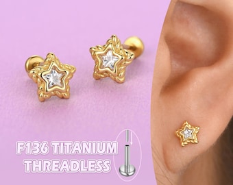 Titanium oorknopjes met platte achterkant: schelp, helix, traguspiercing