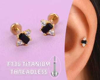 Aretes de titanio hipoalergénicos: 16 g, 18 g y 20 g, con parte trasera plana para labio.