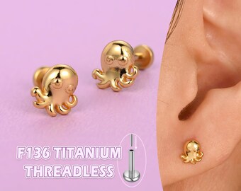 Octopus Cartilage Earring: Sterling Silver Helix Conch Tragus Piercing