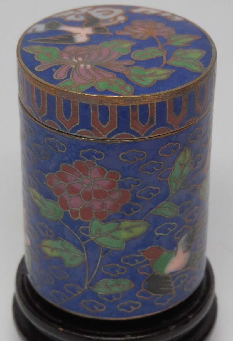 Cloisonne Enamel Bird Mini Jar Vase Gold Plated 60/'s Brass 2 13 Feng Shui