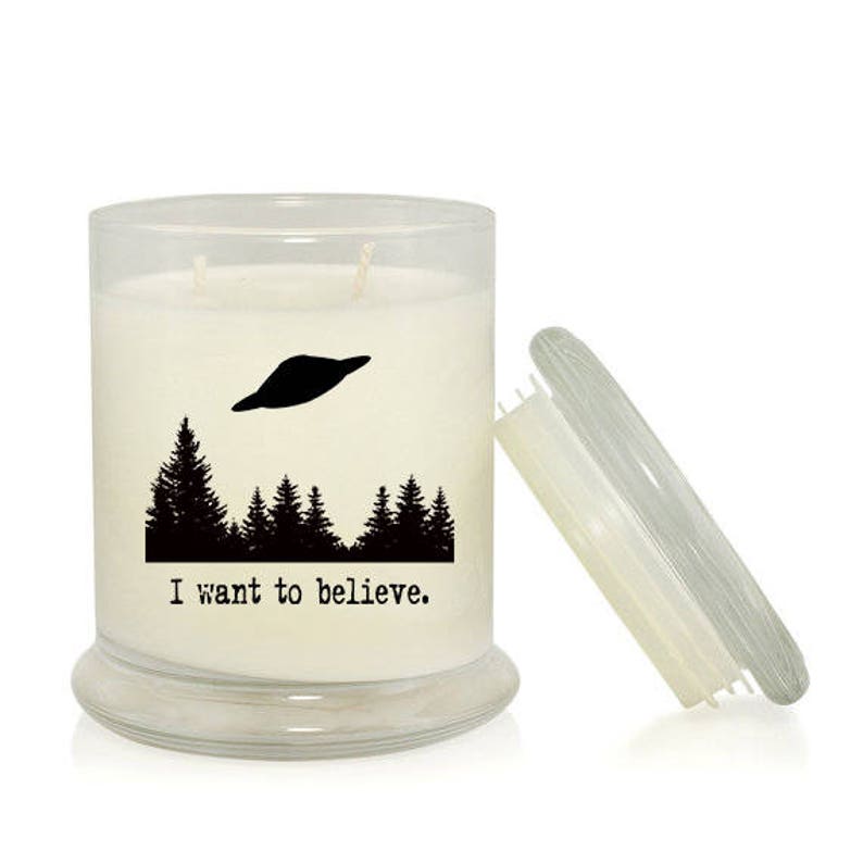 I Want To Believe 8 5 Oz Soy Candle X Files Poster Nerd Etsy