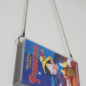 Disney's Pinocchio upcycled VHS handbag, repurposed video case shoulder bag, clutch, retro, Disney classic image 4