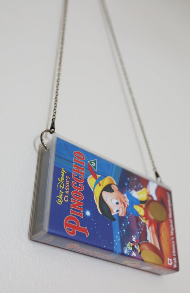 Disney's Pinocchio upcycled VHS handbag, repurposed video case shoulder bag, clutch, retro, Disney classic image 4