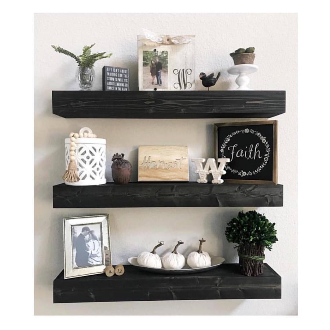 Floating Shelves Floating Shelf Black Floating Shelves Wide Floating Shelves Free Shipping Etsy