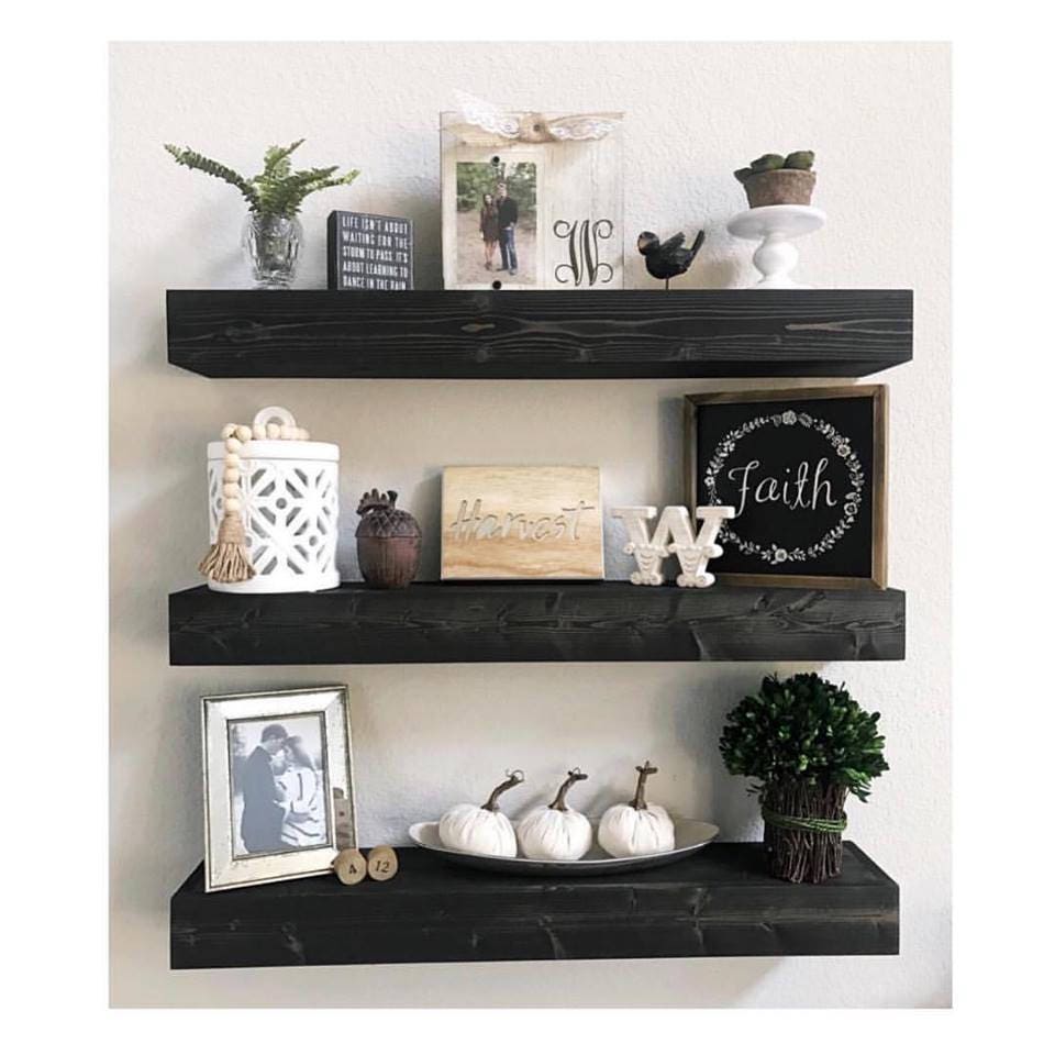 Black Floating Shelves Wall Shelf 24 Inches Long Modern Bathroom