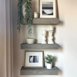 Grey Floating Shelves | Deep Shelves | Long Floating Shelves