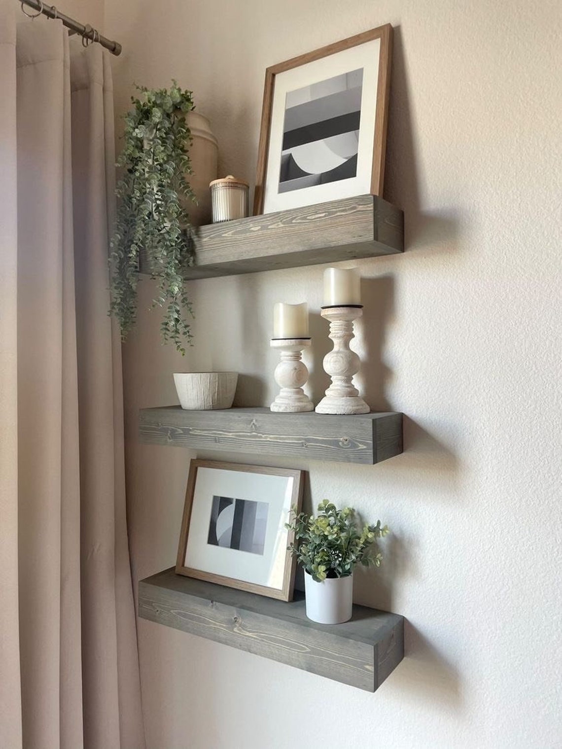 Grey Floating Shelves Deep Shelves Long Floating Shelves Etsy
