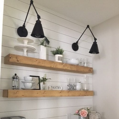 Painted Floating Shelves FREE SHIPPING White Shelf Black Etsy