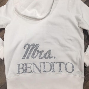 Mrs/Wedding Date/Future Mrs/Wedding Day/Honeymoon/Engagement Personalized Hoodie/Sweatshirt, Personalized Glitter Hoodie/Sweatshirt