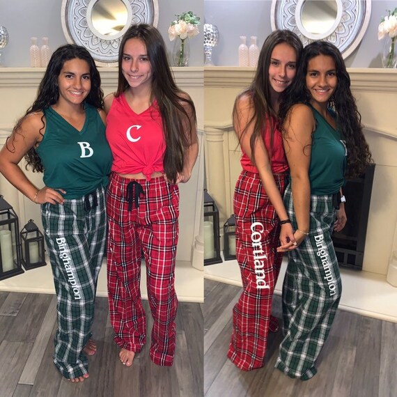 Plaid Pajama Pant, College Name Plaid Pajamas, College Pajama Pant