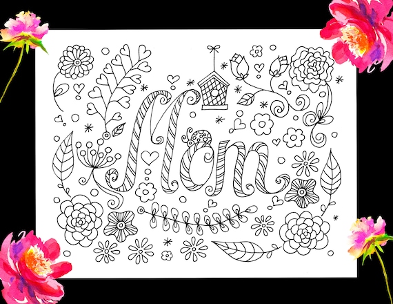 Mothers Day Coloring Page Mom Kids Art Printable Coloring